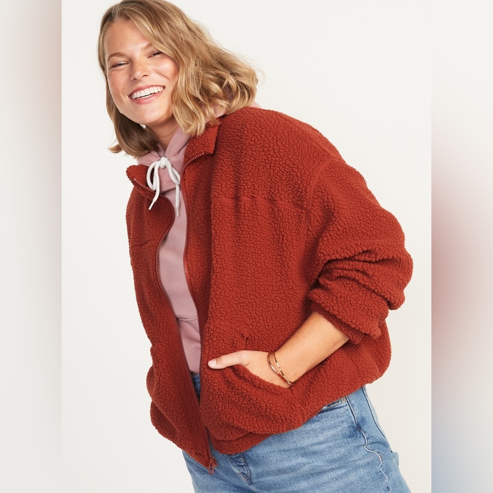 Old Navy Slouchy Sherpa Zip Jacket for Women